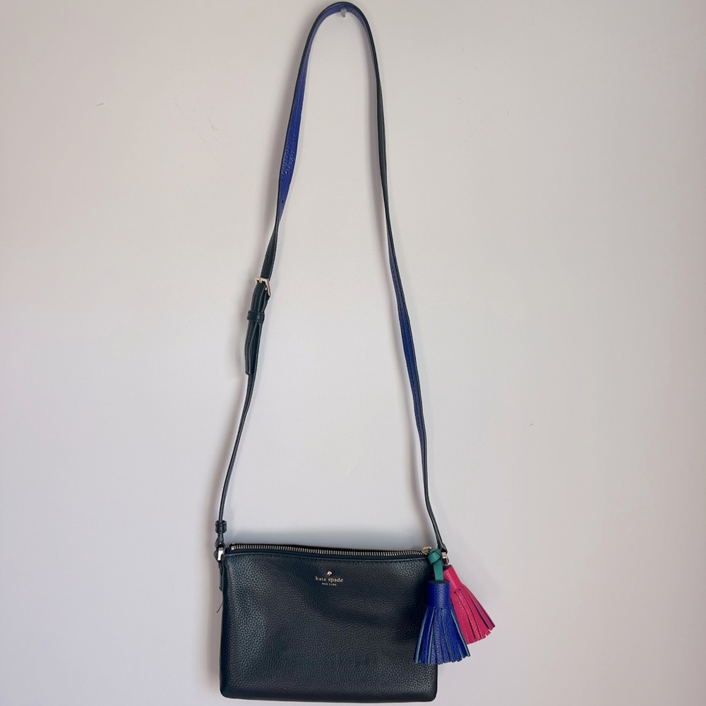 Kate Spade cross body bag with pink and purple tassels